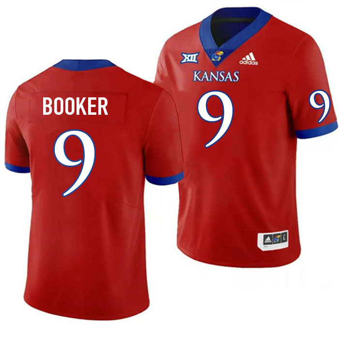 Men #9 Austin Booker Kansas Jayhawks College Football Jerseys Stitched Sale-Red